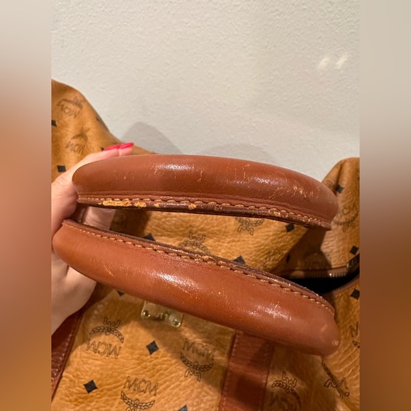 MCM Cognac Visetos Coated Canvas Stark Weekender 50 Duffel Bag - Picture 7 of 14
